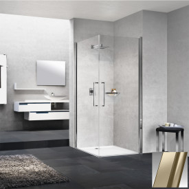 Novellini Young 2.0 2G slagdør, 89-91 cm, klart glass, børstet bronse profil