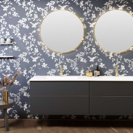 Kriss Halo Round spejl med lys, touch, Ø60 cm, guld