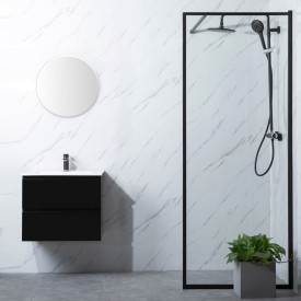 Bathlife Profil dusjvegg, 70 cm, klart glass, sort profil