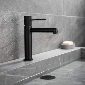 Bathlife Vidd servantbatteri, uten bunnventil, sort matt
