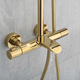 Bathlife Brusa badekarbatteri med dusjsett, messing pvd