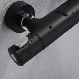 Bathlife Brusa badekarbatteri med dusjsett, Ø240 mm, sort matt