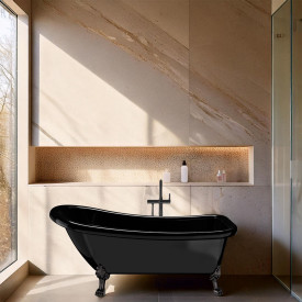Bathlife Ideal badekar med løveføtter, 153x67 cm, akryl, sort
