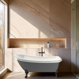 Bathlife Ideal badekar med løveføtter, 153x67 cm, akryl, sort