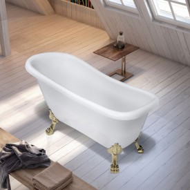 Bathlife Ideal badekar, 153x67 cm, hvit/messing
