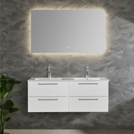 Bathlife Lust møbelpakke, med dobbel servant, 120x46,5x48 cm, hvit