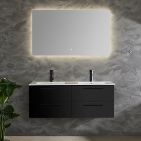 Bathlife Lust møbelpakke, med dobbel servant, 120x46,5x48 cm, sort