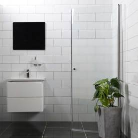 Bathlife Allsidig buet dusjdør, 80 cm, delvis frostet glass, aluminium profil