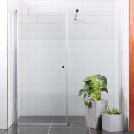 Bathlife Allsidig dusjnisje, 70x100 cm, delvis frostet glass, sølv profil