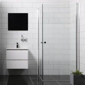 Bathlife Allsidig dusjhjørne, 80x80 cm, delvis frostet glass, sølv profil