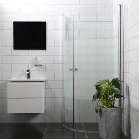 Bathlife Allsidig buet dusjhjørne, 90x90 cm, delvis frostet glass, aluminium profil