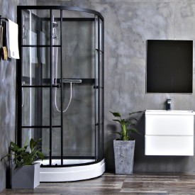 Bathlife Betrakta Dusjkabinett, 90x90 cm, Sort Matt/Klart Glass
