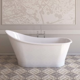 Bathlife Dvala frittstående badekar, 159x73 cm, hvit
