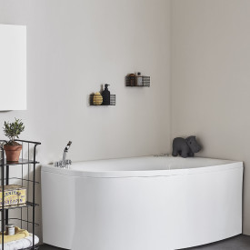 Noro Sand boblebad Silver, venstre, 1600x1000 mm, akryl, hvit