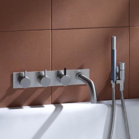 Vola 814C-071S badekarbatteri, 160 mm tut, med hånddusj, krom