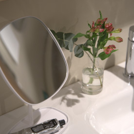 Beslagsboden Satin Square makeup spejl, hvid