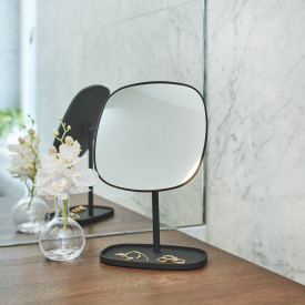 Beslagsboden Satin Square makeup spejl, sort