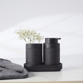 Beslagsboden Satin Square sæbeskål, sort