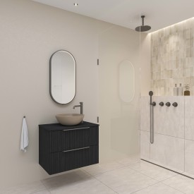 Sanibell Ink SP28 spejl med lys, børstet sort, 40x80 cm