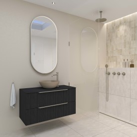 Sanibell Ink SP28 spejl med lys, børstet rustfrit stål, 60x120 cm