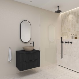 Sanibell Ink SP28 spejl med lys, mat sort, 40x80 cm