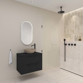 Sanibell Ink SP28 spejl med lys, mat hvid, 40x80 cm