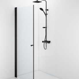 Contura Shower Space brusedør, 87 cm, frostet glas, sort profil