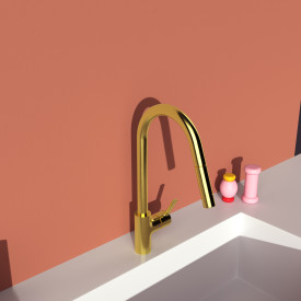 Ideal Standard Gusto køkkenarmatur, udtrækstud, børstet guld