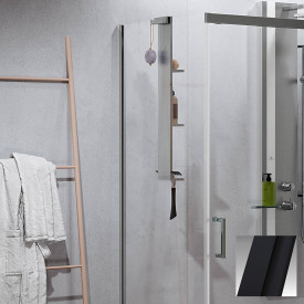 Novellini Zephyros 2.0 FH fastvegg, 117-120 cm, klart glass, sort matt profil