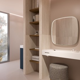 Sanibell Ink SP31 spejl med lys, dæmpbar, dugfri, mat hvid, 120x80 cm