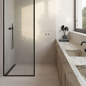 Unidrain Glassline brusevæg, 100 cm, klart glas, sort ramme
