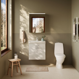 Svedbergs Bloc spejlskab med lys, 60x72 cm, hvid