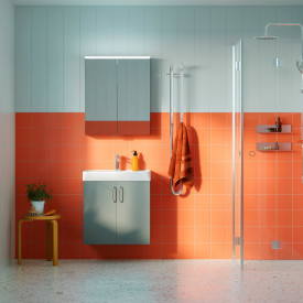 Svedbergs Skoga brusehjørne, 79x89 cm, klart glas, blank aluminium profil