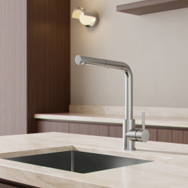 Zen Sanitary køkkenarmatur, udtrækstud, børstet rustfrit stål