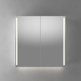 Linn Bad Vikja speilskap med led-lys, 80x79,5x18 cm, mørk eik