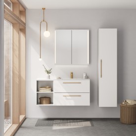 Linn Bad Ingrid servantskap, 4 Skuffer, dobbel, 160x45,3x57 cm, hvit matt