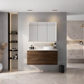 Linn Bad Ingrid servantskap, 2 skuffer, venstre, 120x45,3x57 cm, mørk eik