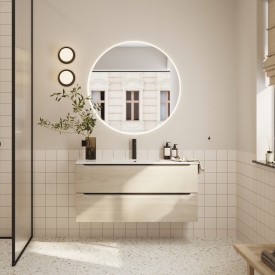 Linn Bad Mari servantskap, 2 skuffer, 120x45,6x28,5 cm, venstre, lys eik