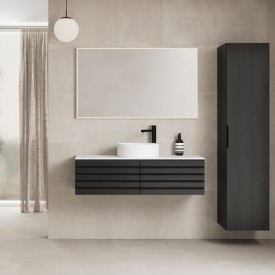 Linn Bad Selma servantskap, 1 Skuff, dobbel, 120x45,7x33,4 cm, sort eikestav