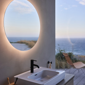 Duravit D-Neo spejl med lys, Ø70 cm, højglans hvid