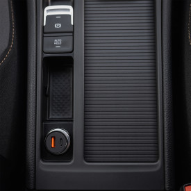 Fixed universal biloplader, USB-C PD/USB-A, sort