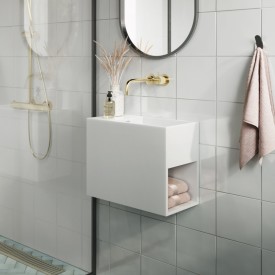 Copenhagen Bath Nyland servant, 455x20 cm, med 1 hylle, hvit matt