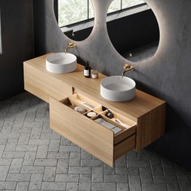 Copenhagen Bath Bergen 200 servantskap, dobbel, 200x50 cm, børstet eik