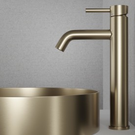 Scandtap Wave High håndvaskarmatur, børstet guld