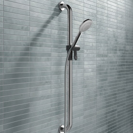 Hewi 801 støttegreb/brusestang, 90 cm, krom/grå