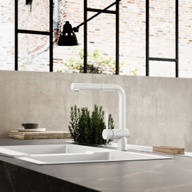 Nicobelli Paffoni Light køkkenarmatur, udtrækstud, mat hvid