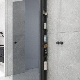 Dansani Match brusedør, model A, 67 cm, tonet glas, sort profil