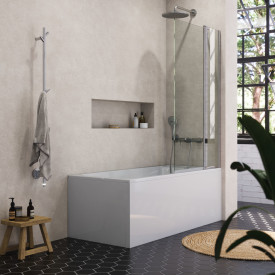 Dansani Match badekarsvæg, model H, 95 cm, klart glas, krom profil