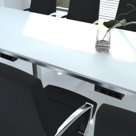 Deltaco bordstikdåse, 3 stikkontakter, A+C USB-oplader, sort