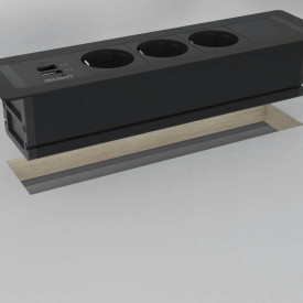 Deltaco indbygget stikkontakt, 3 stik, A+C USB-oplader, sort